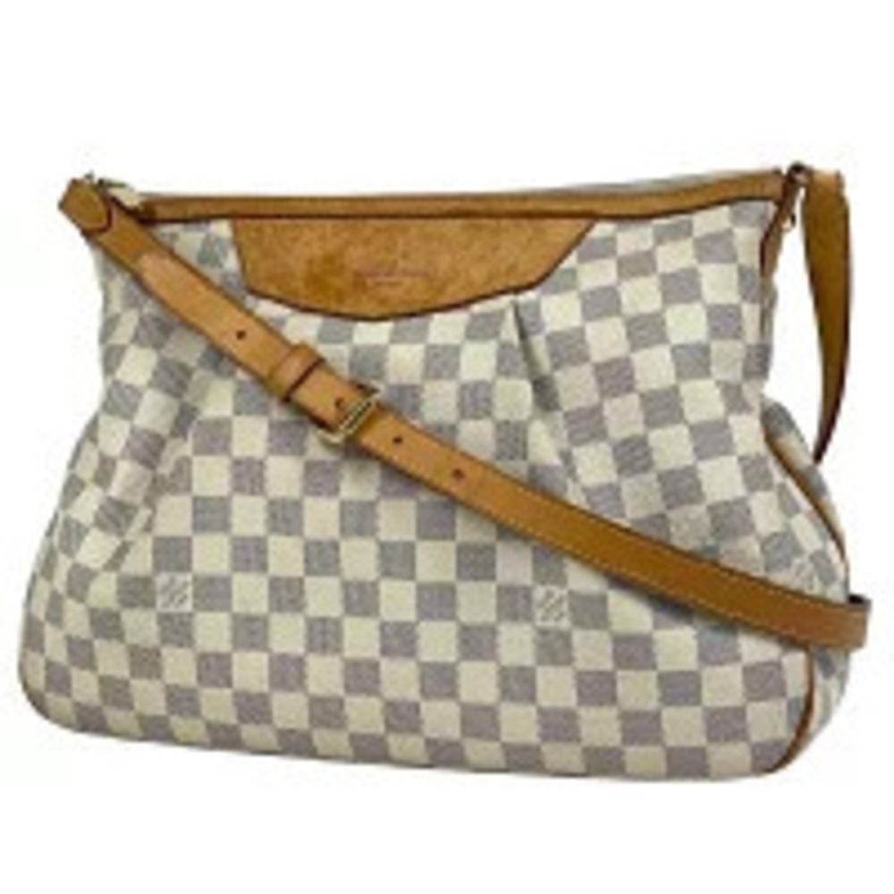 Louis Vuitton Siracusa Crossbody Shoulder Bag Damier Azur White